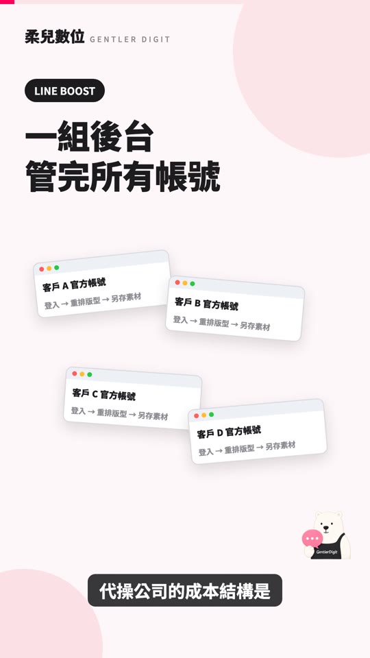 多官方帳號集中管理：一組後台，管完手上所有帳號